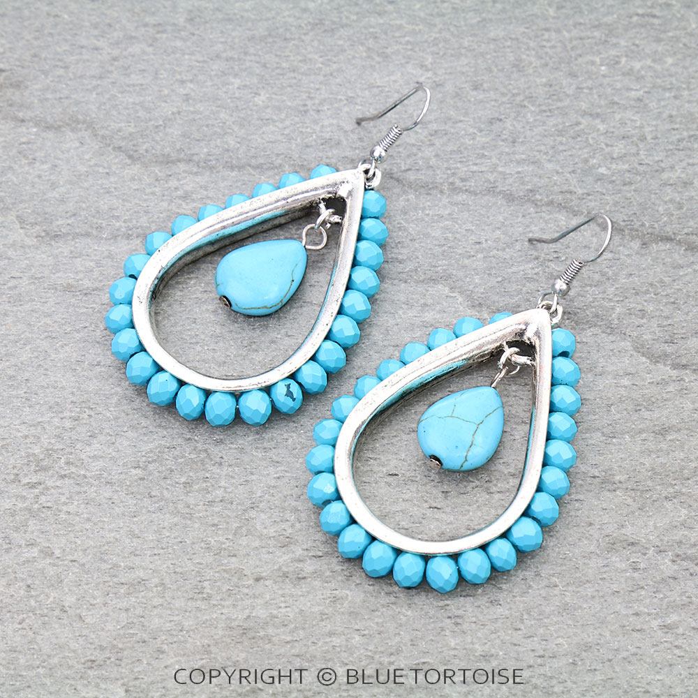 Teardrop Neon Bead Dangle Earrings