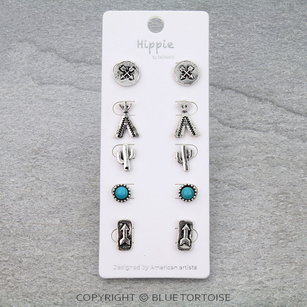 5 Pair Western Theme Earring Set