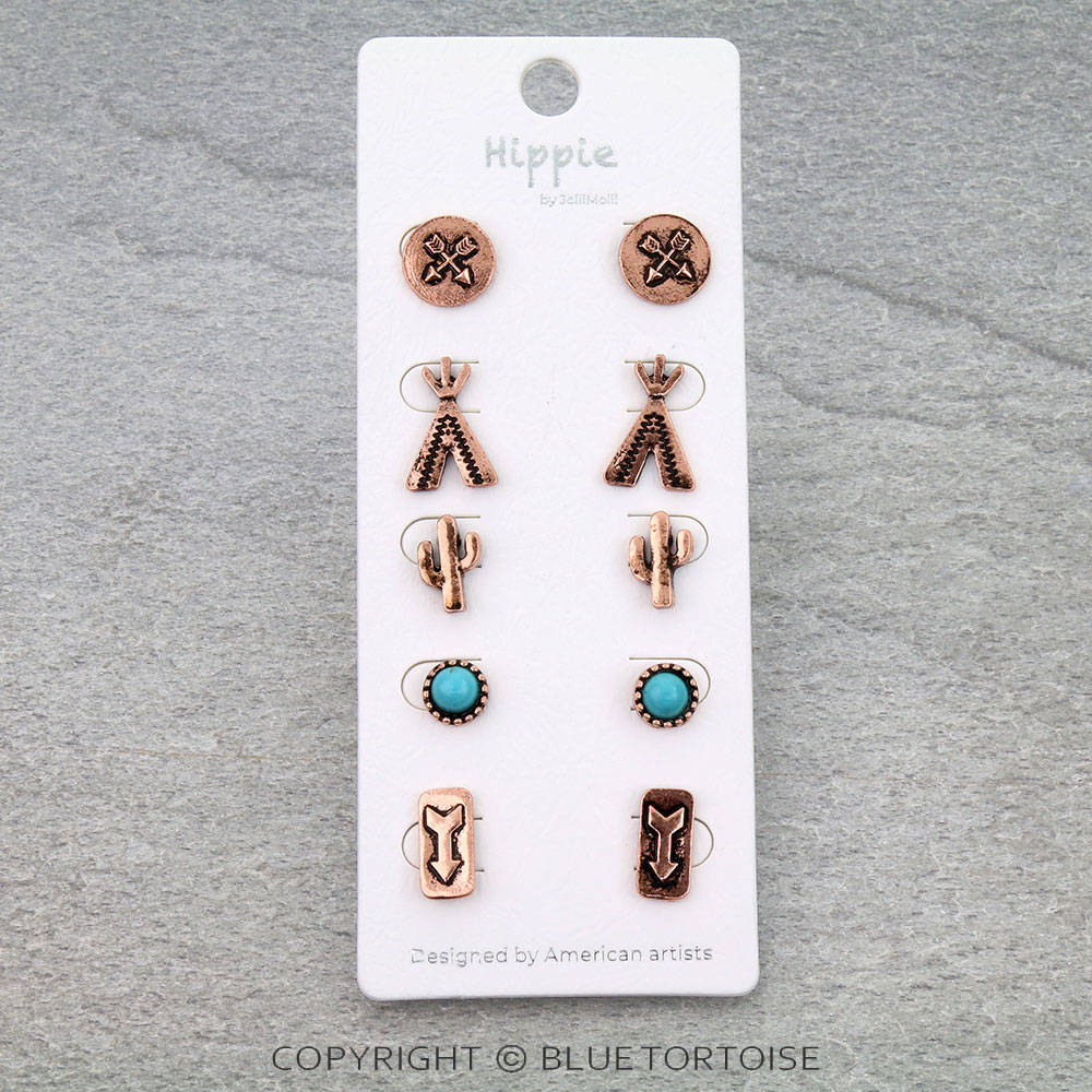 5 Pair Western Theme Earring Set