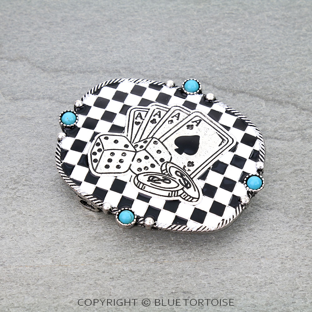 Checker Pattern Gamble Belt Buckle