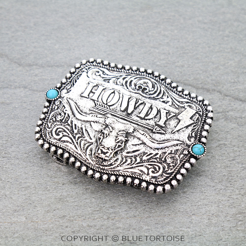 Western HOWDY Typography Belt Buckle