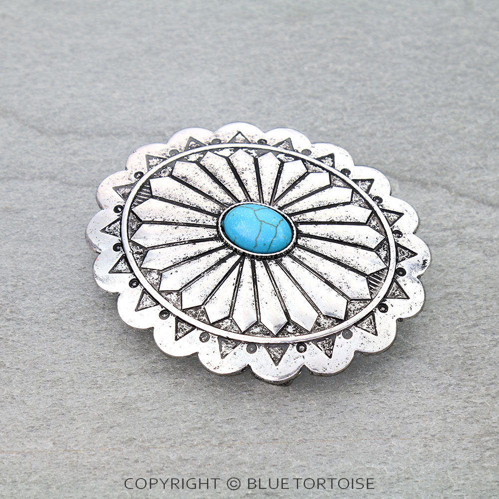 Western Concho Stone Belt Buckle