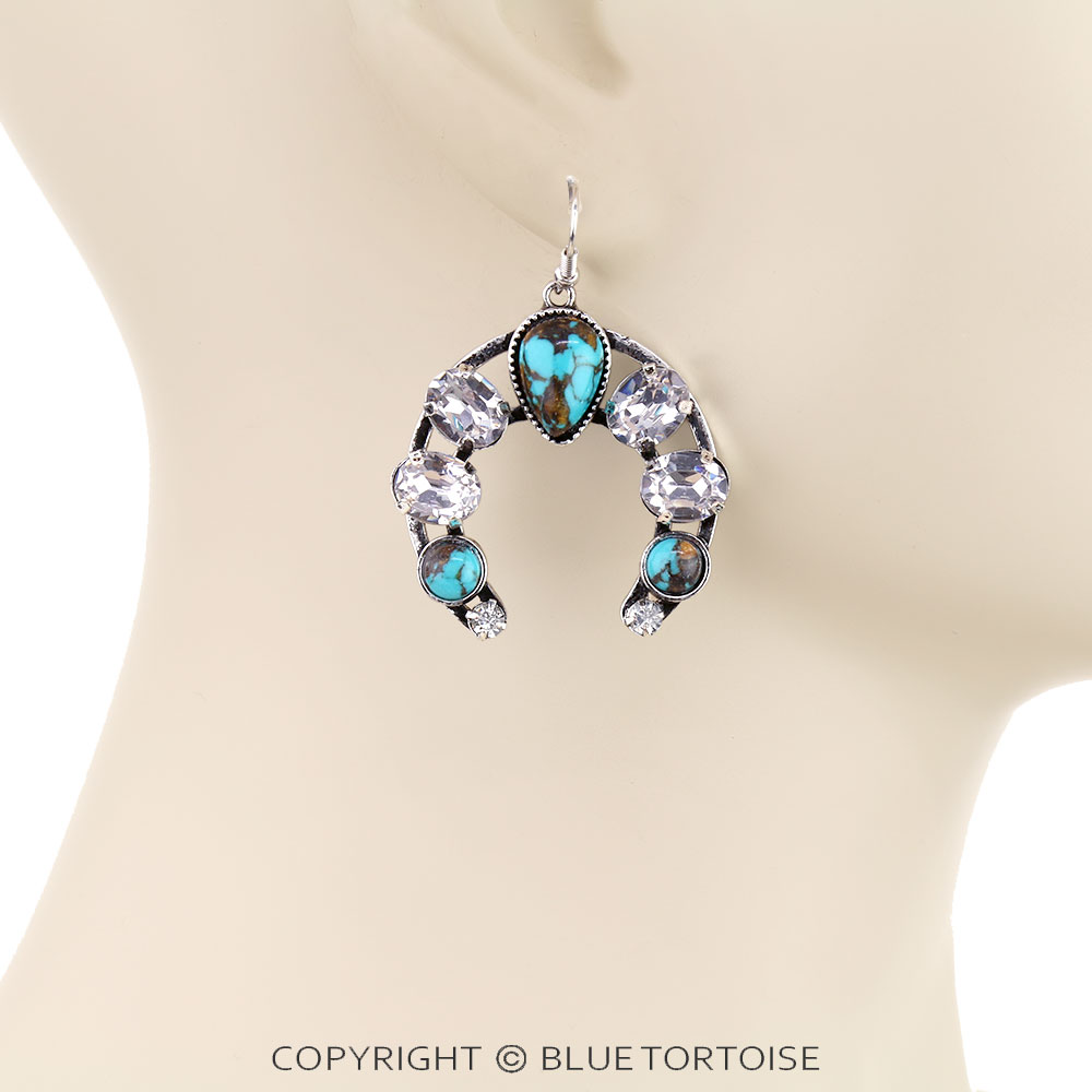Squash Blossom Rhinestone Dangle Earrings - Image 2