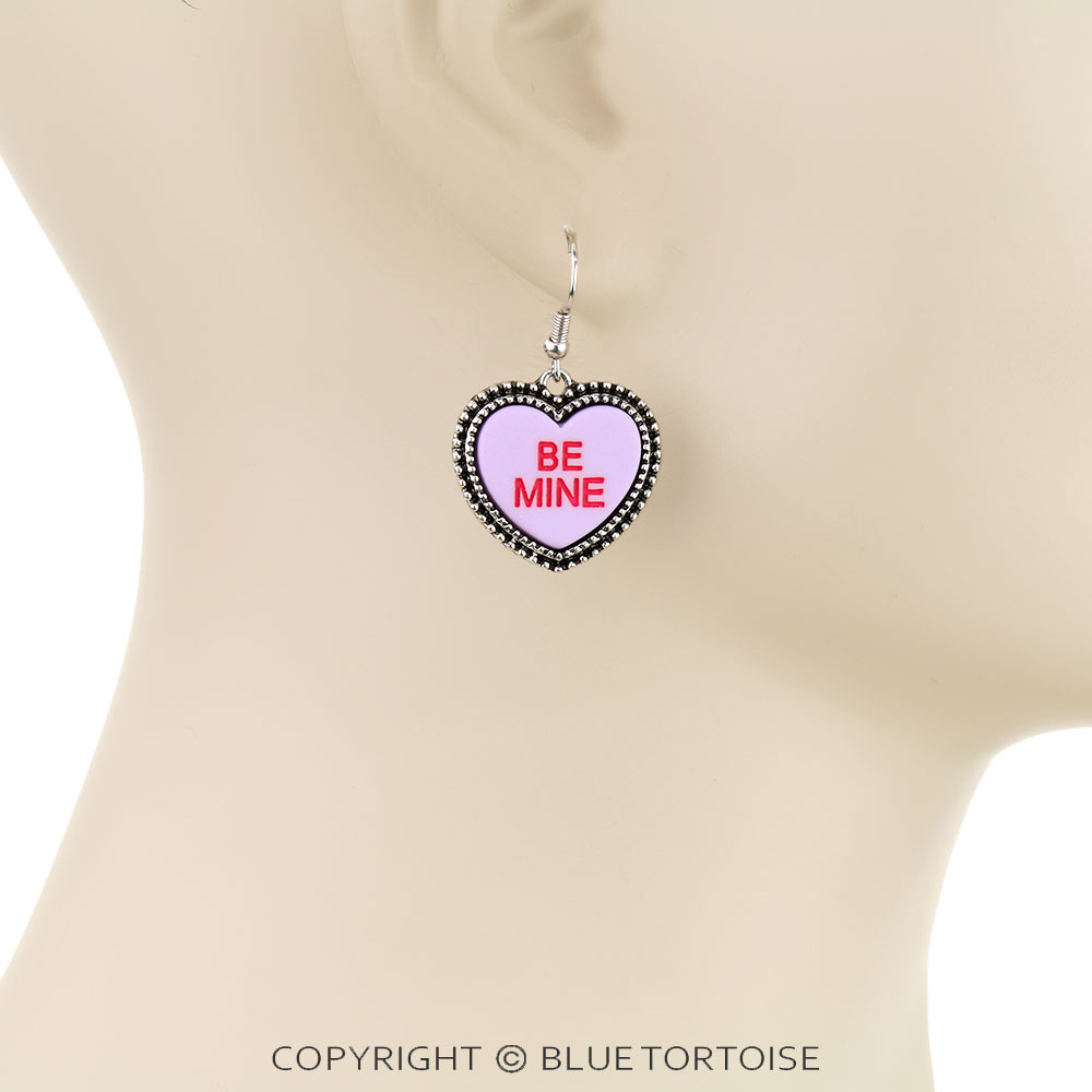 BE MINE Heart Shape Dangle Earrings - Image 2