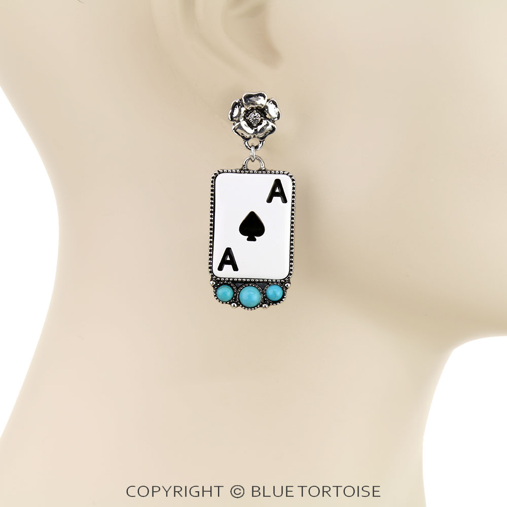Ace of Spades Stone Stud Earrings - Image 2