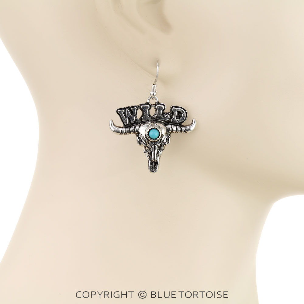 WILD Steer Skull Dangle Earrings - Image 2