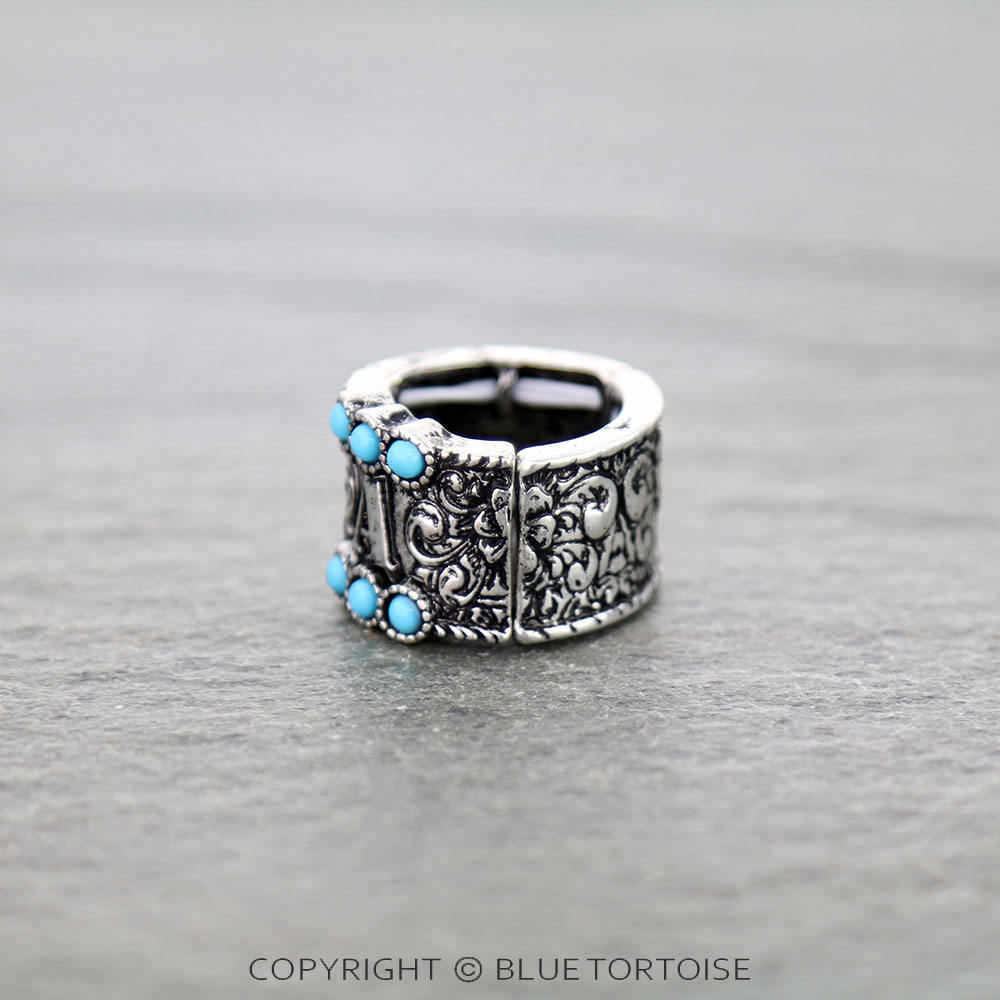 Filigree Initial Stretch Ring - Image 2