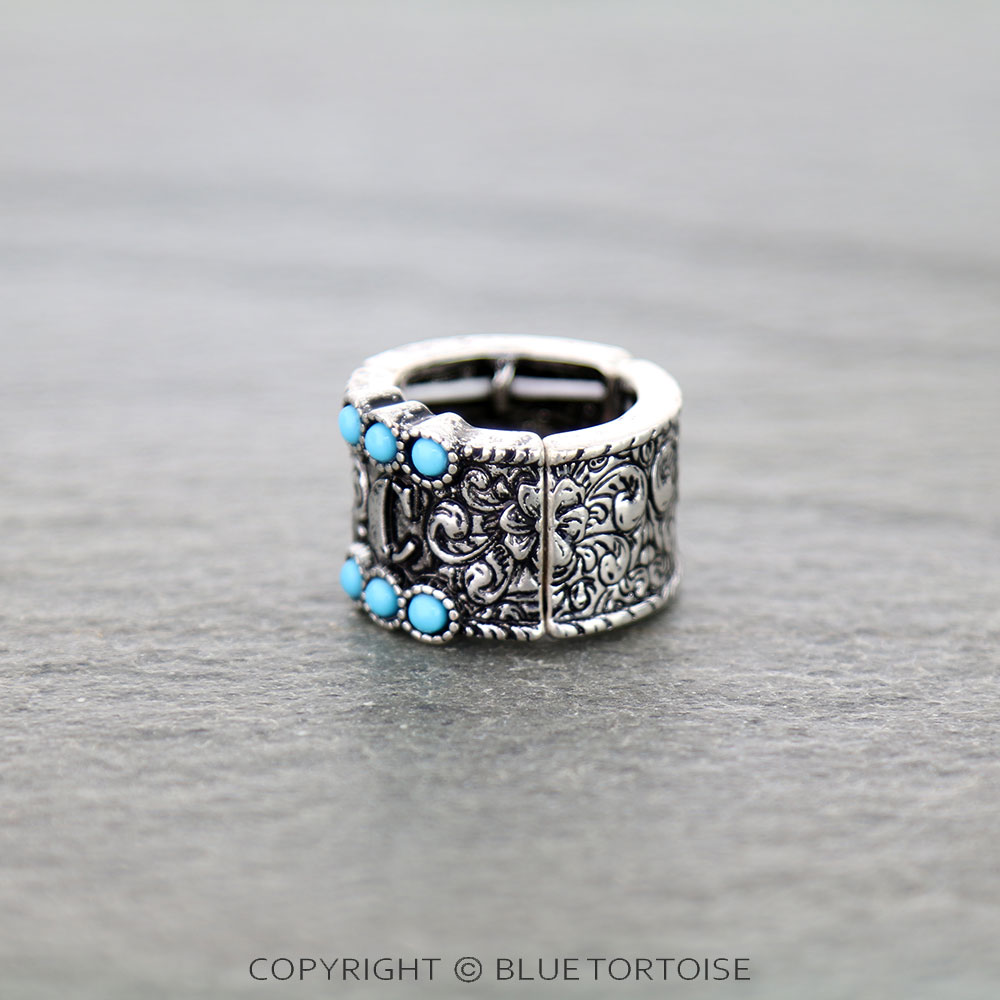 Filigree Initial Stretch Ring - Image 2