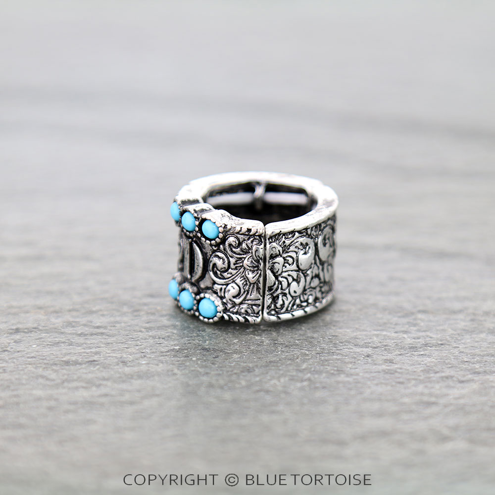 Filigree Initial Stretch Ring - Image 2