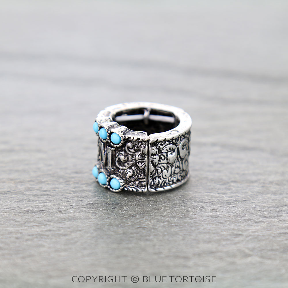 Filigree Initial Stretch Ring - Image 2