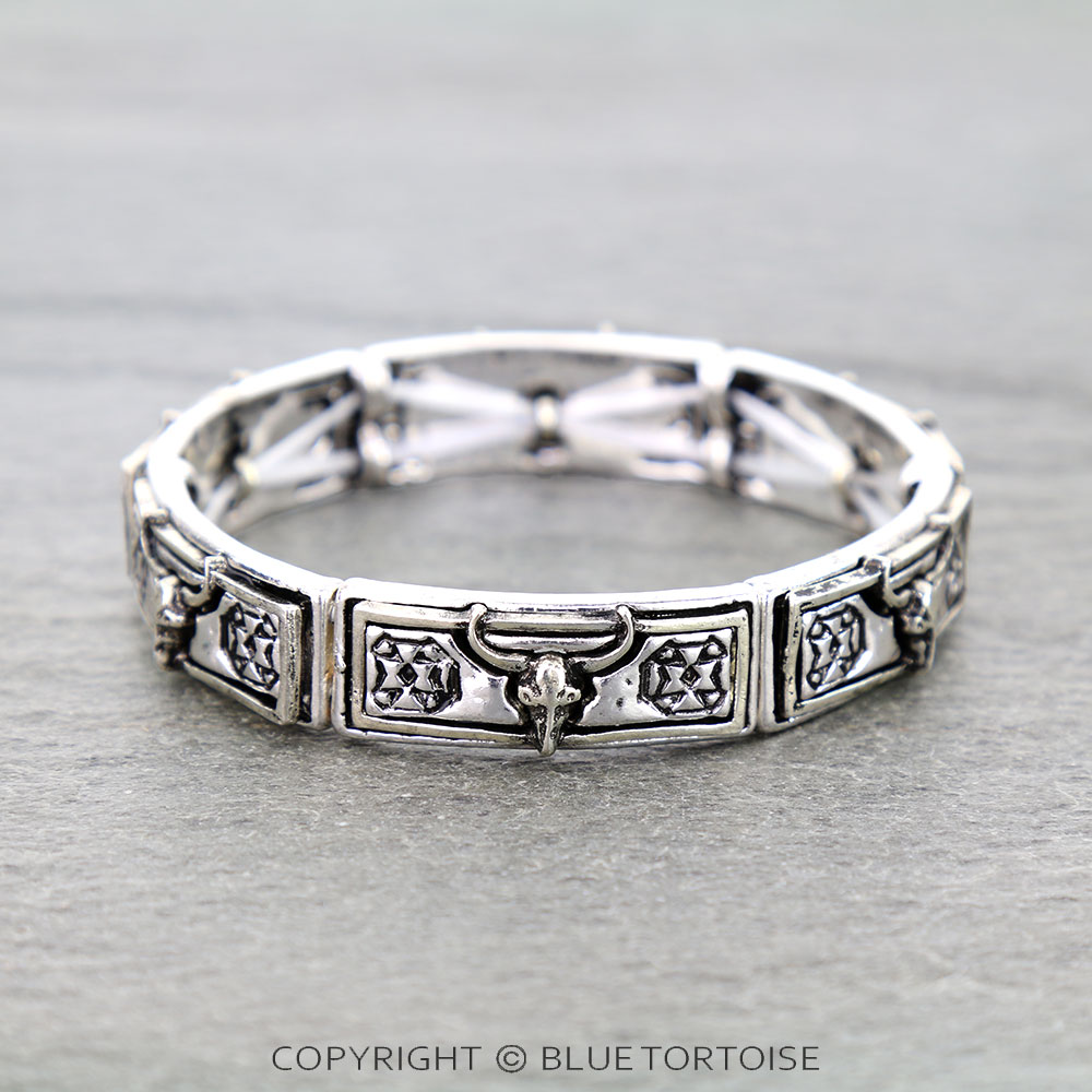 Western Steer Skull Stretch Bracelet