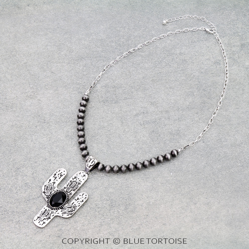 Cactus Stone Chain Necklace