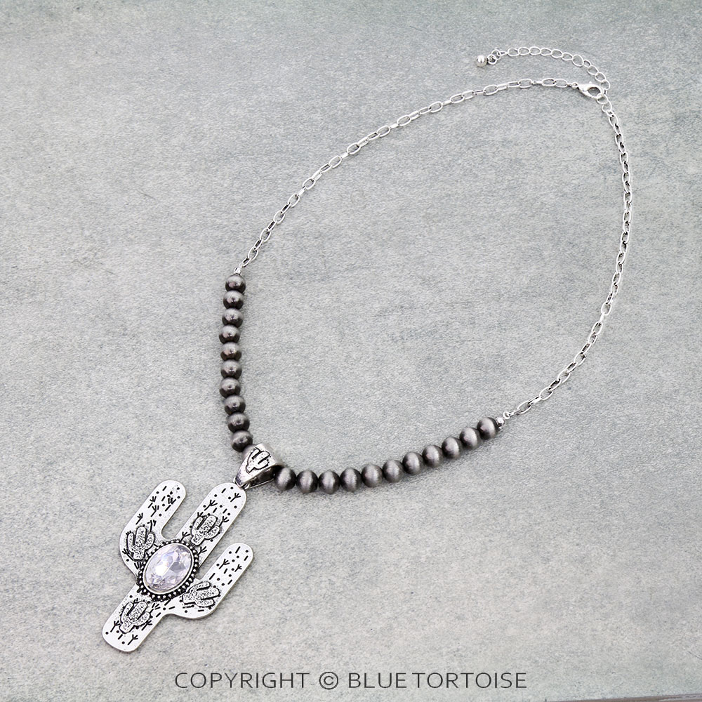 Cactus Stone Chain Necklace