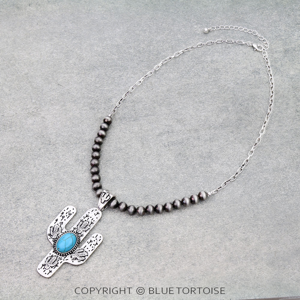 Cactus Stone Chain Necklace