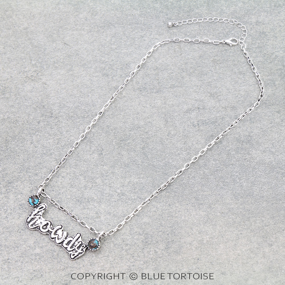 Howdy Typography Rolo Chain Necklace