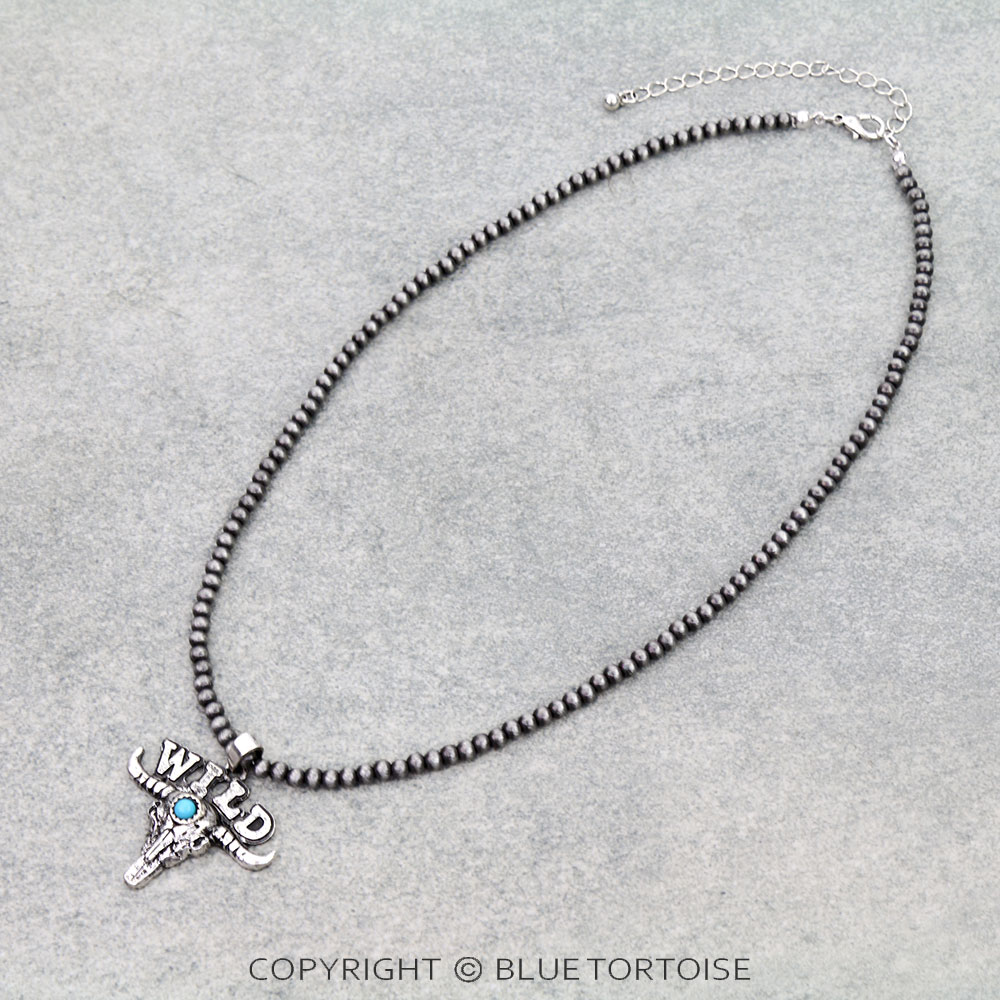 Western Wild Steer Skull Necklace