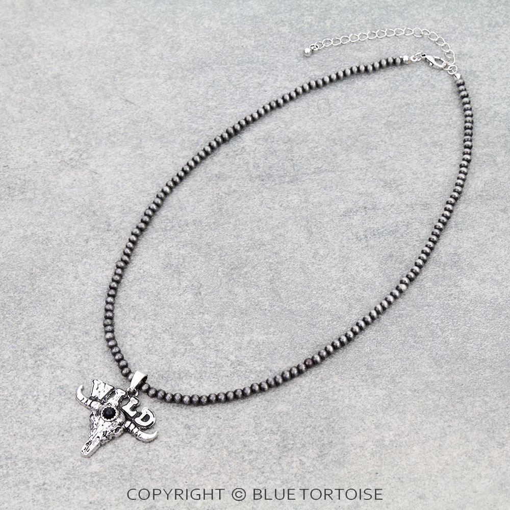 Western Wild Steer Skull Necklace