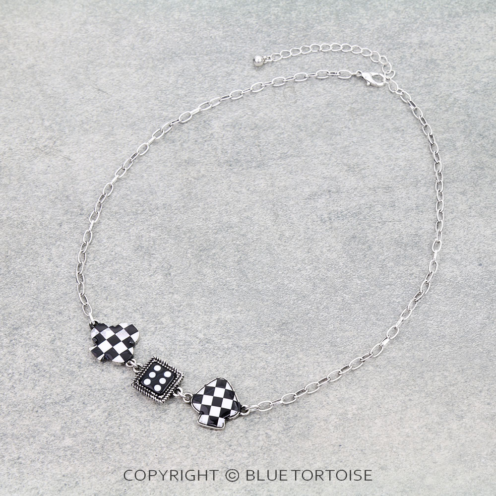 Checked Card Theme Dice Necklace