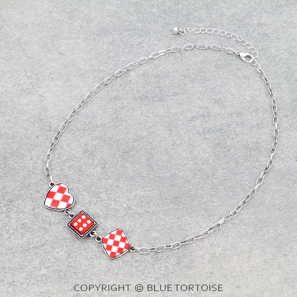 Checked Card Theme Dice Necklace
