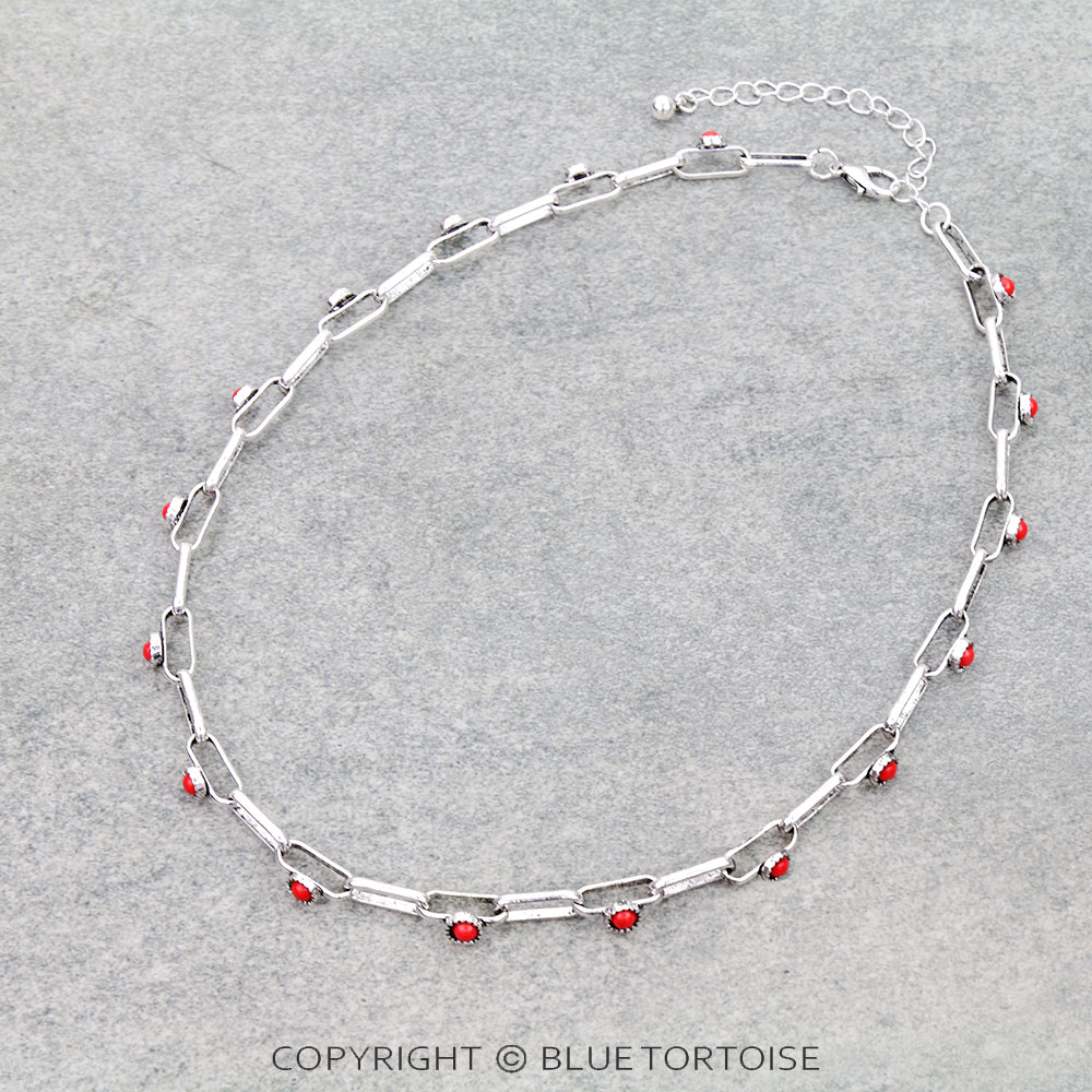 Western Soldered Stone Linked Chain Necklace