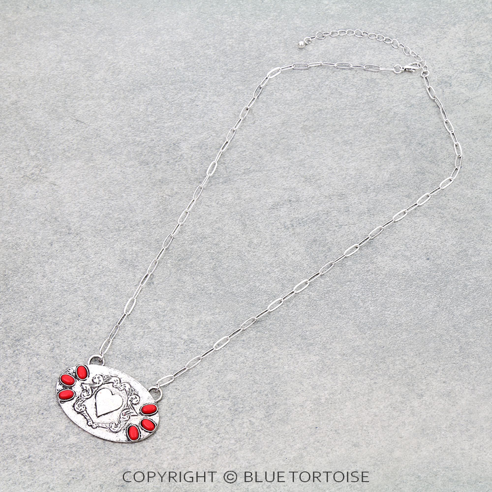 Card Theme Heart Metal Necklace