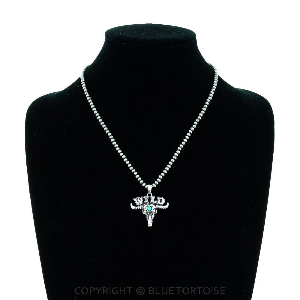Western Wild Steer Skull Necklace - Image 2