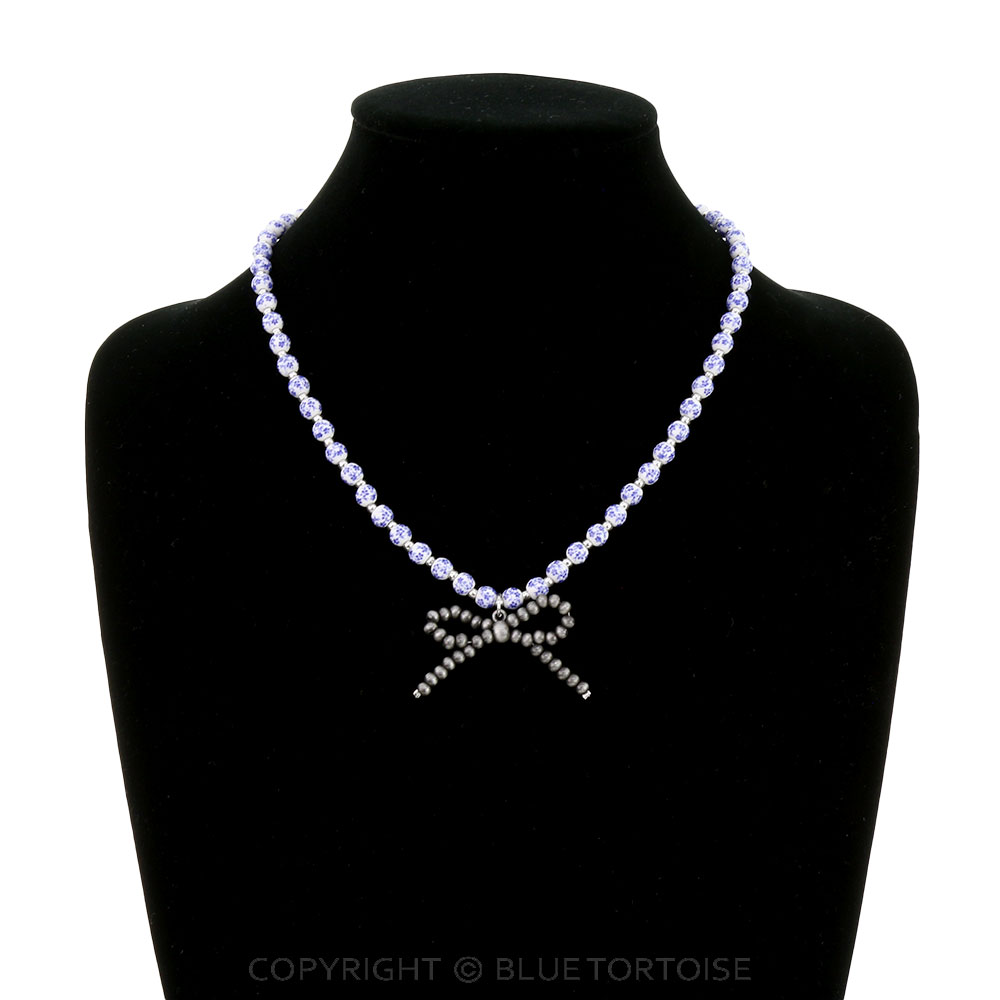 Porcelain Bead Bow Necklace - Image 2