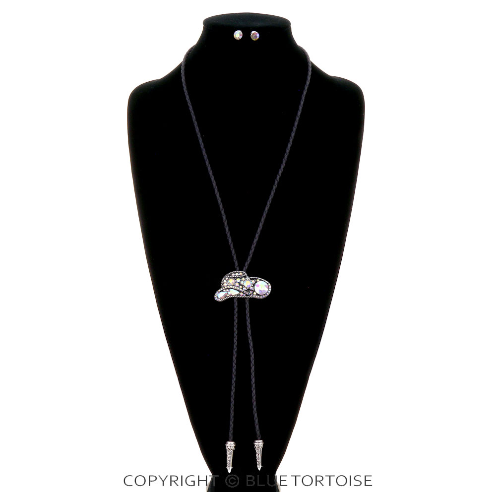 Western Cowboy Hat Bolo Necklace Set - Image 2