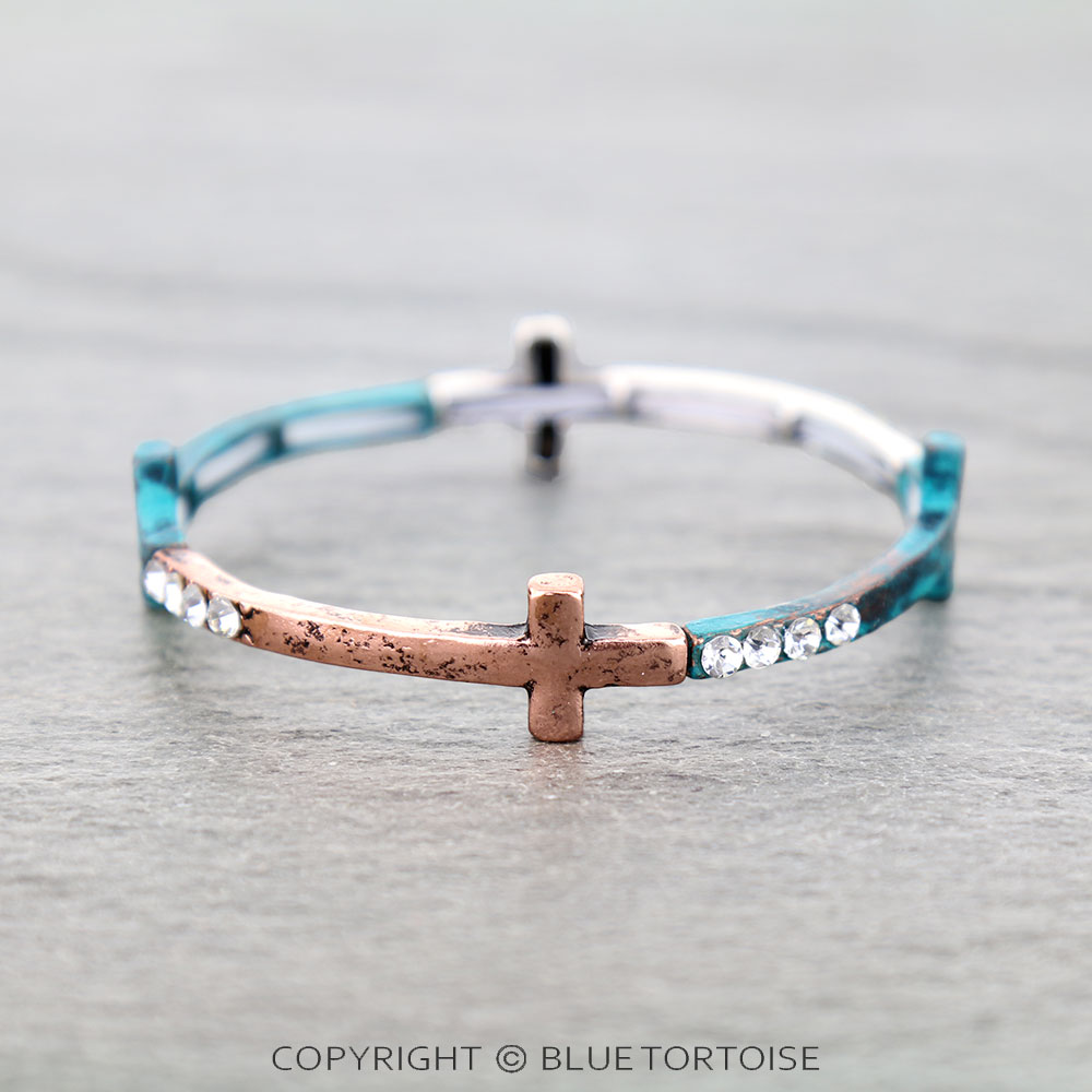 Western Cross Stone Stretch Bracelet