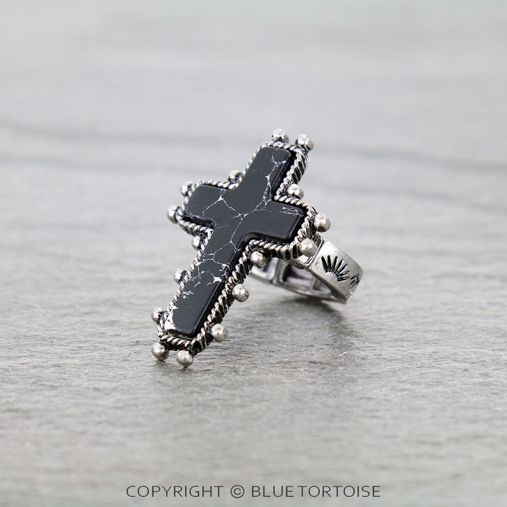 Ball TXR Cross Hand Stone Stretch Ring - Image 2