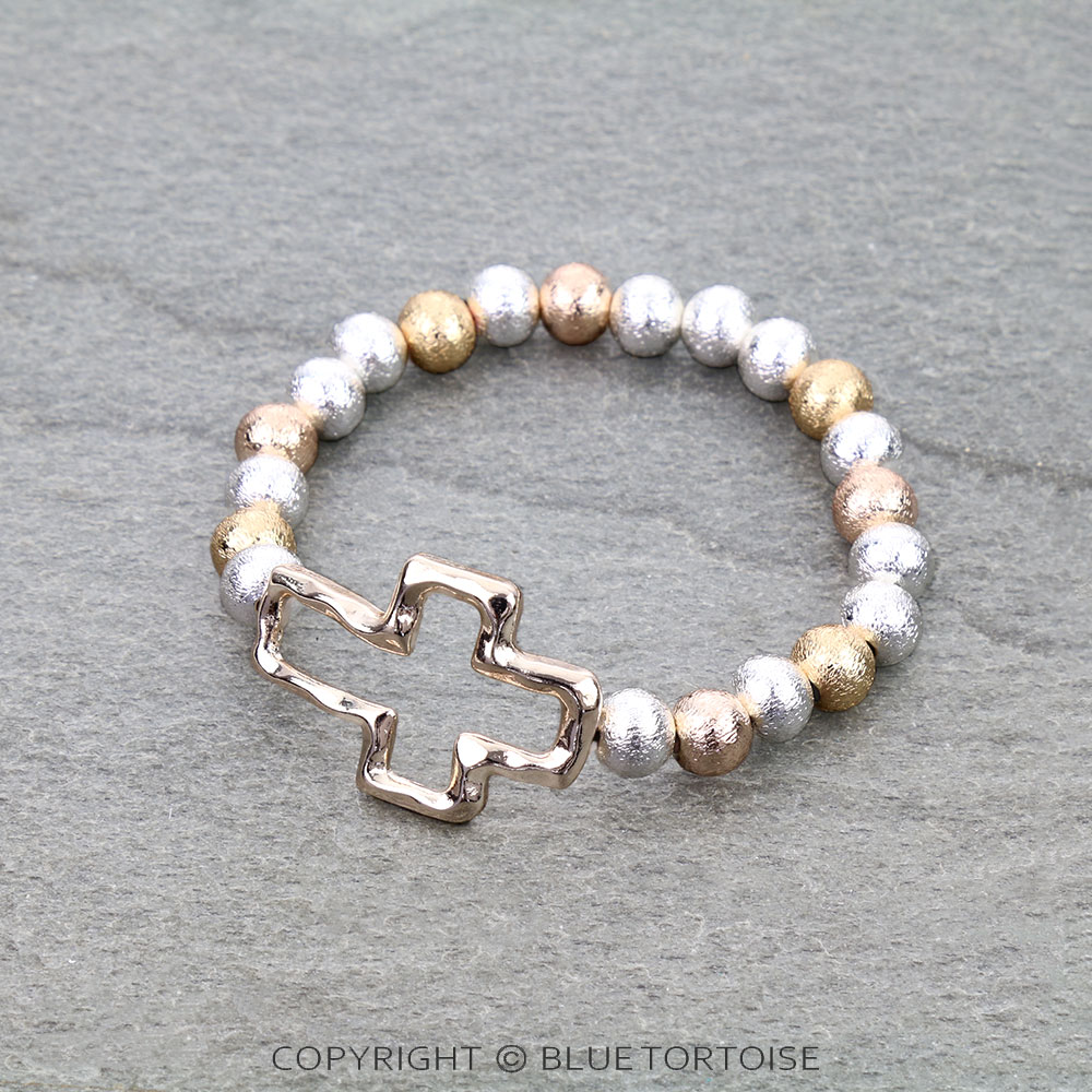 Tailored Brass Cross Stretch Bracelet