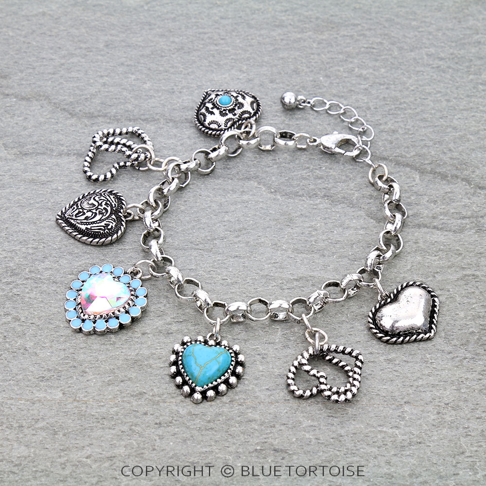 Western Heart Charm Link Bracelet