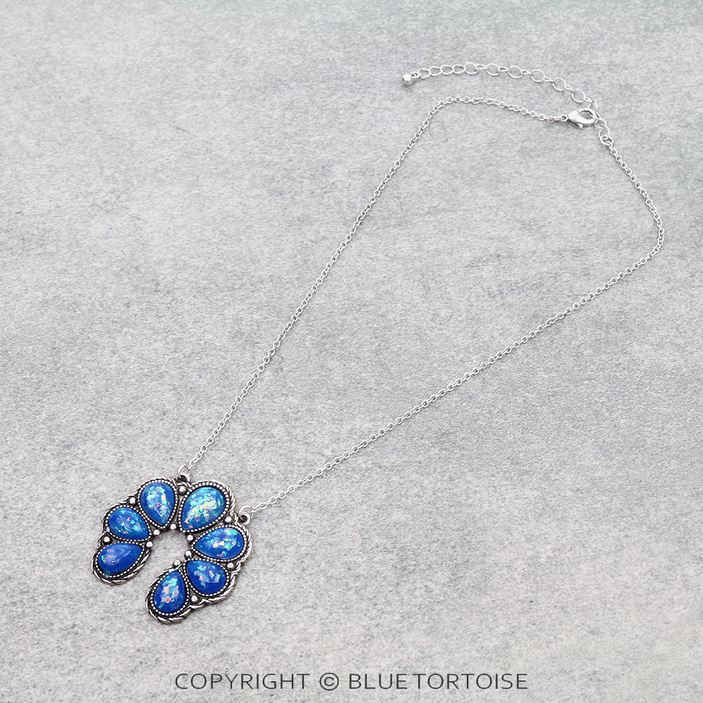 Opal Stone Squash Blossom Necklace
