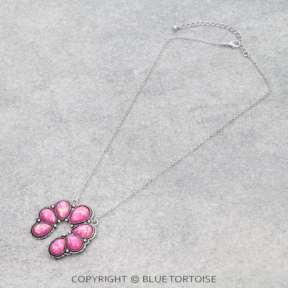 Opal Stone Squash Blossom Necklace