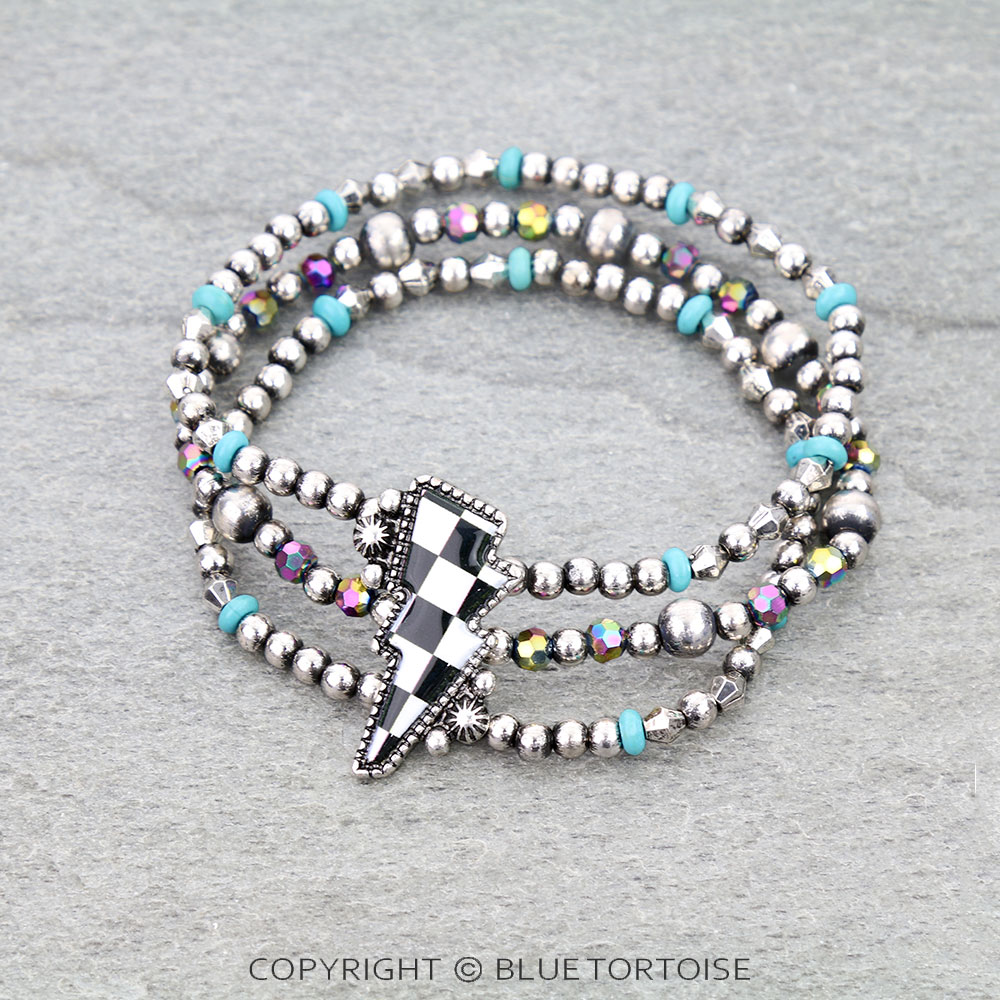 Western Checker Thunder Stretch Bracelet