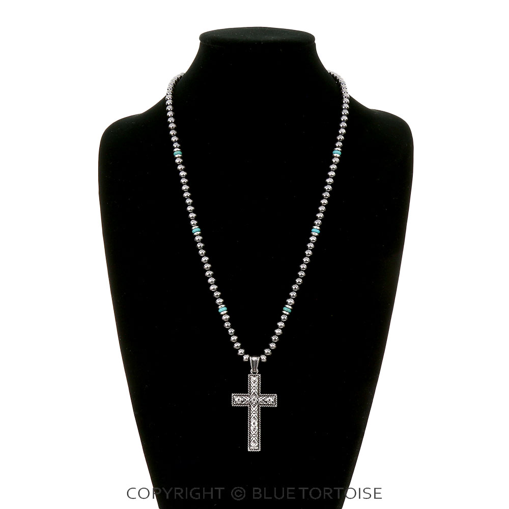 Western Aztec Pattern Cross Necklace - Image 2