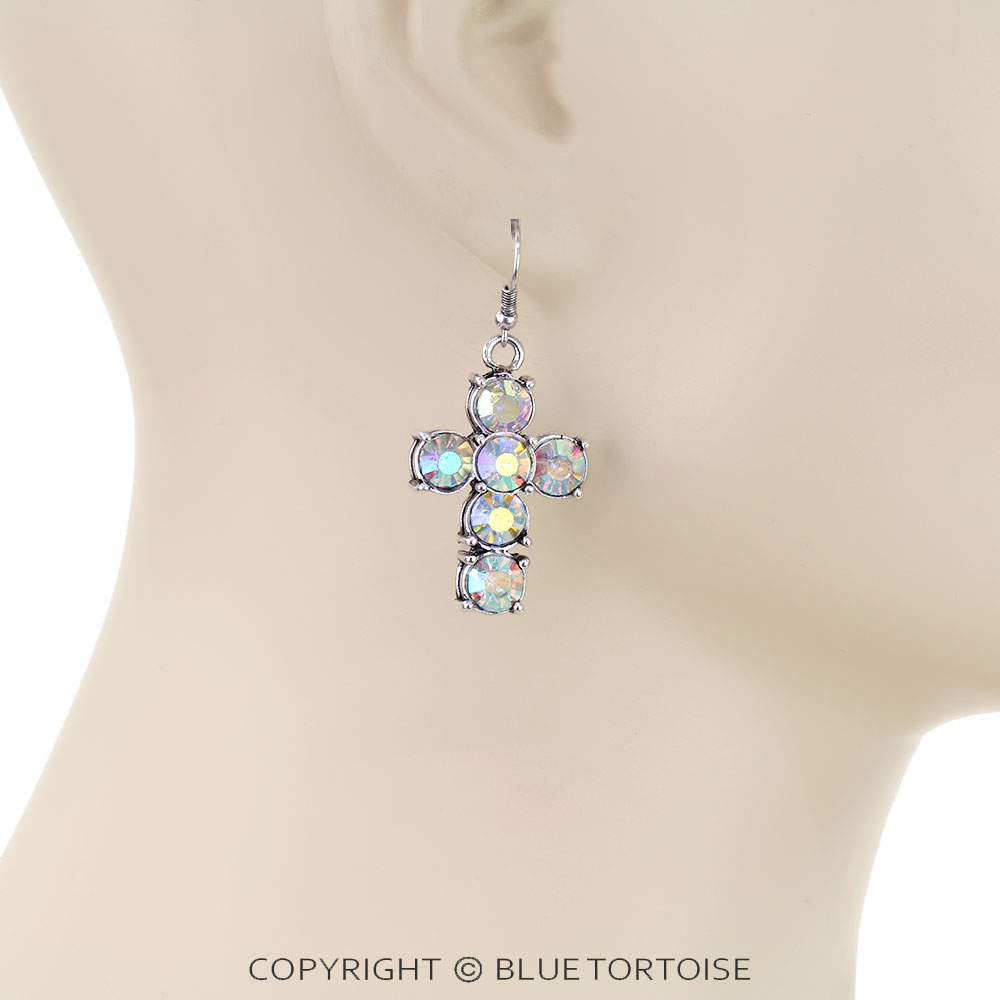 Western Cross Stone Dangle Earrings - Image 2