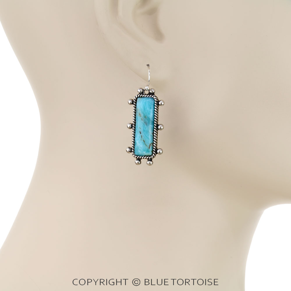 Ball TXR Bar Hand Stone Dangle Earrings - Image 2