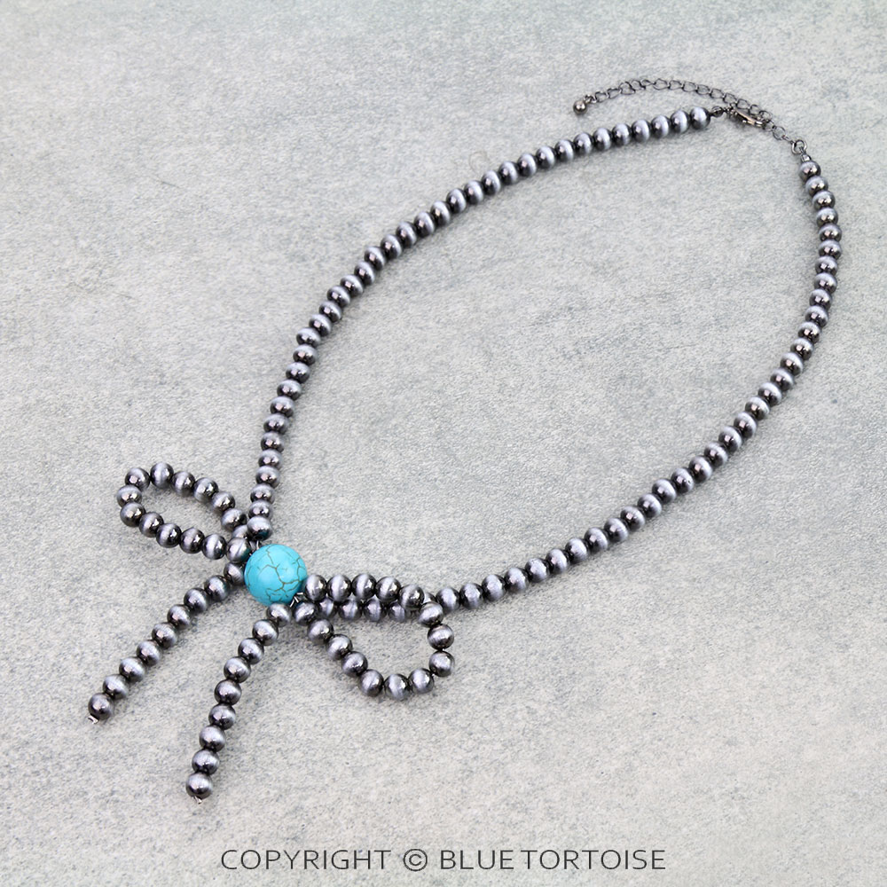 Navajo Style Pearl Bow Necklace