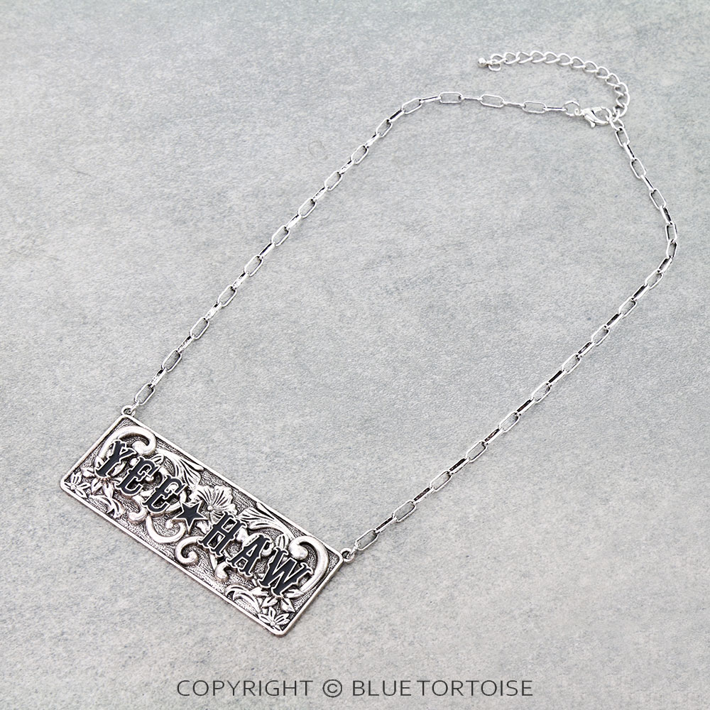 Western YEEHAW Metal Bar Necklace
