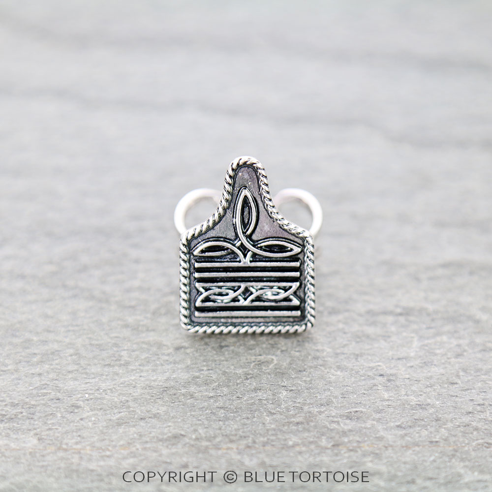 Western Boot Stitch Ear Tag Cuff Ring