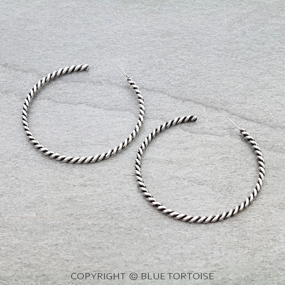 2.75" Western Rope TXR Hoop Earrings