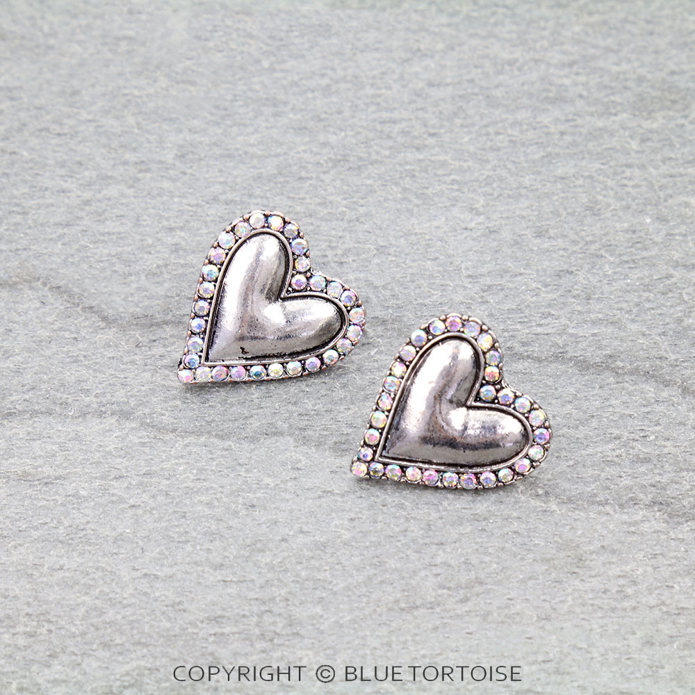 Western Heart Stone Stud Earrings