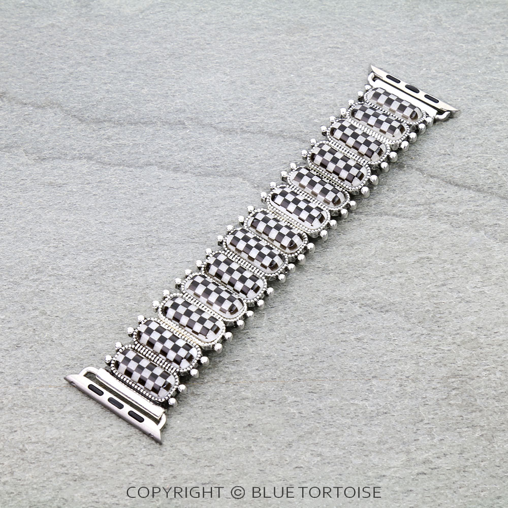 Large Western Checker Stretch Apple Watch Band