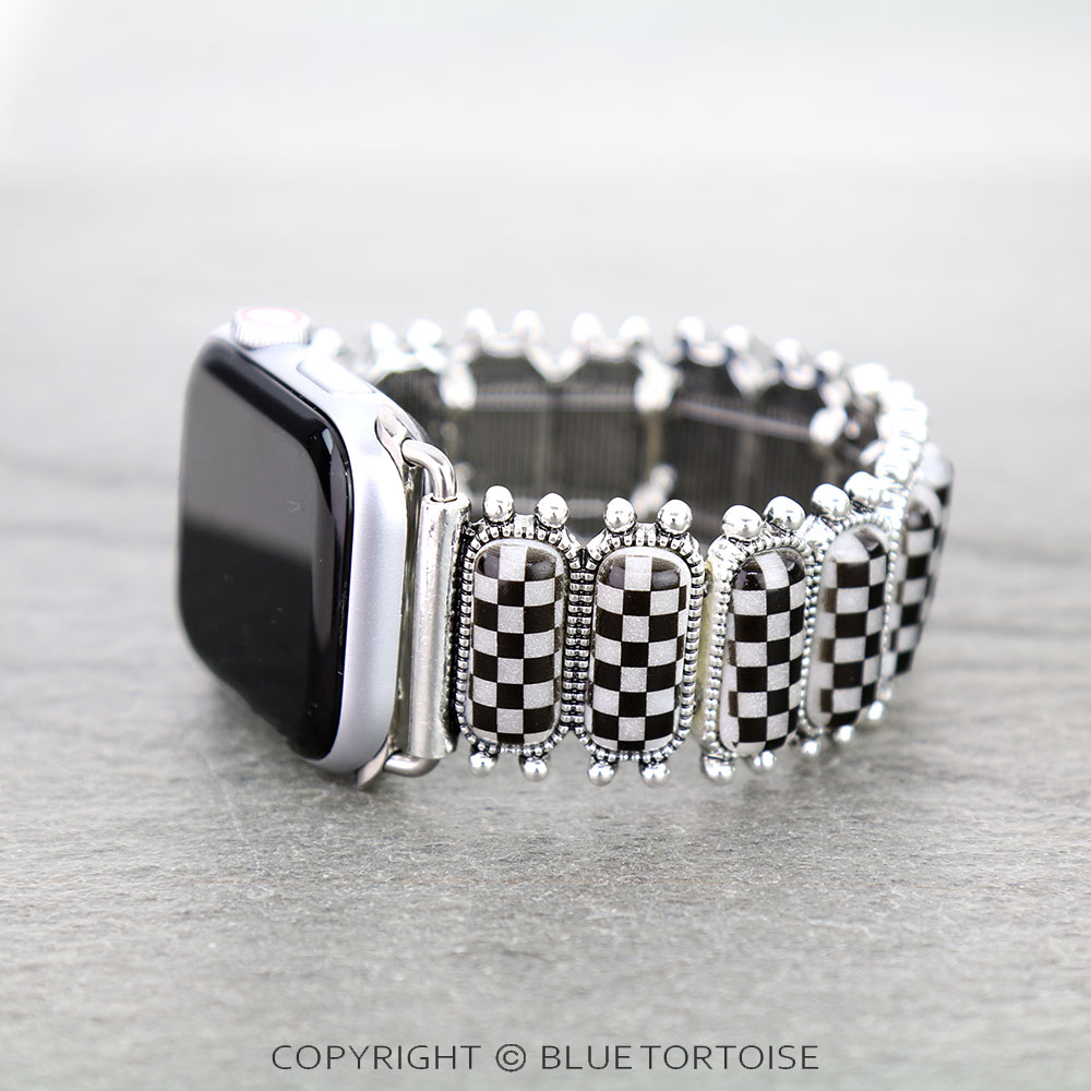 Large Western Checker Stretch Apple Watch Band - Image 2