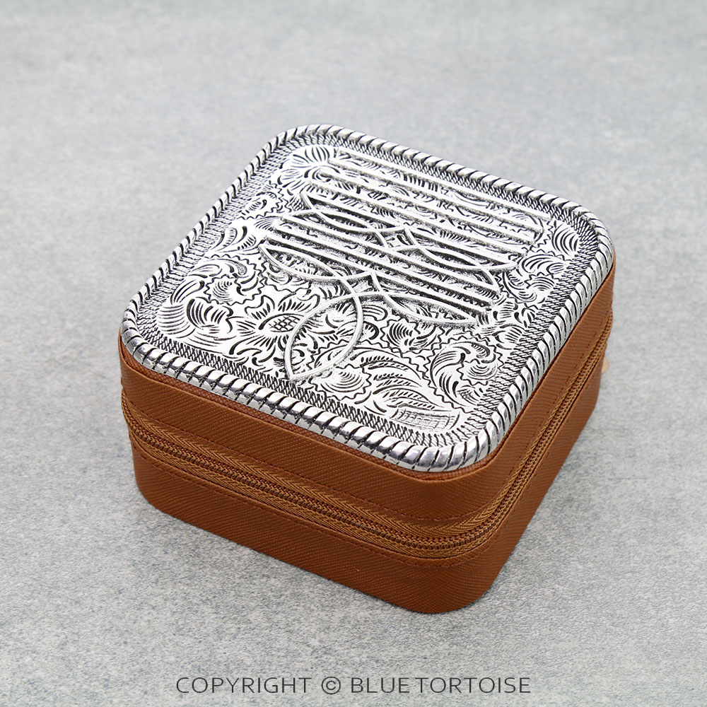 Western Boot Stitch Travel Jewelry Box - Metal Plate