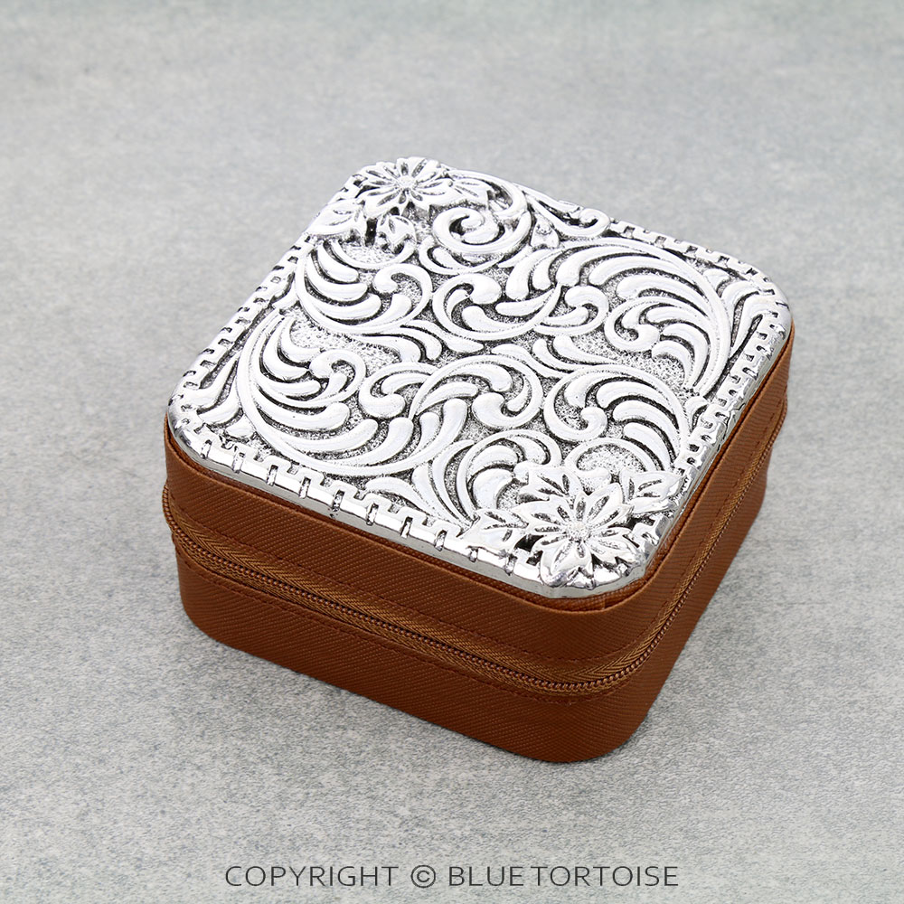 Western Pattern Travel Jewelry Box - Metal Plate