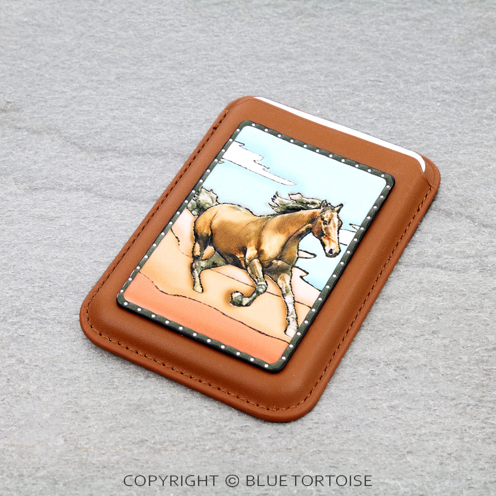 Western Horse Tooled Leather MagSafe Card Wallet