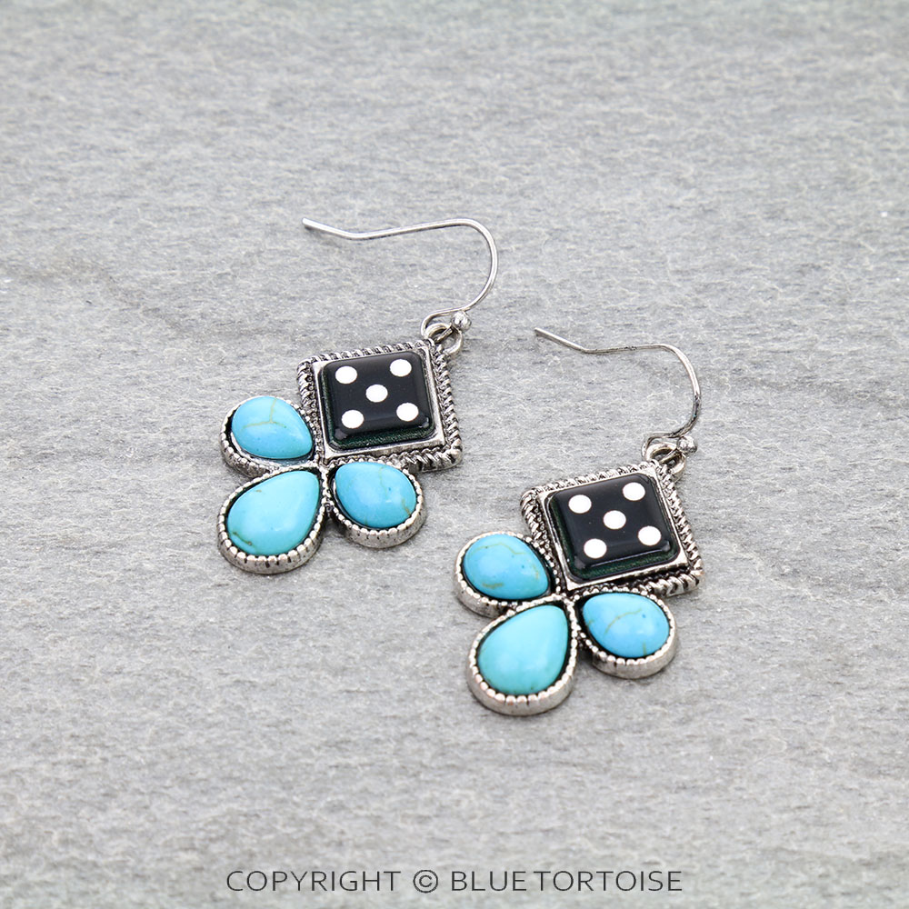 Western Dice Semi Stone Dangle Earrings