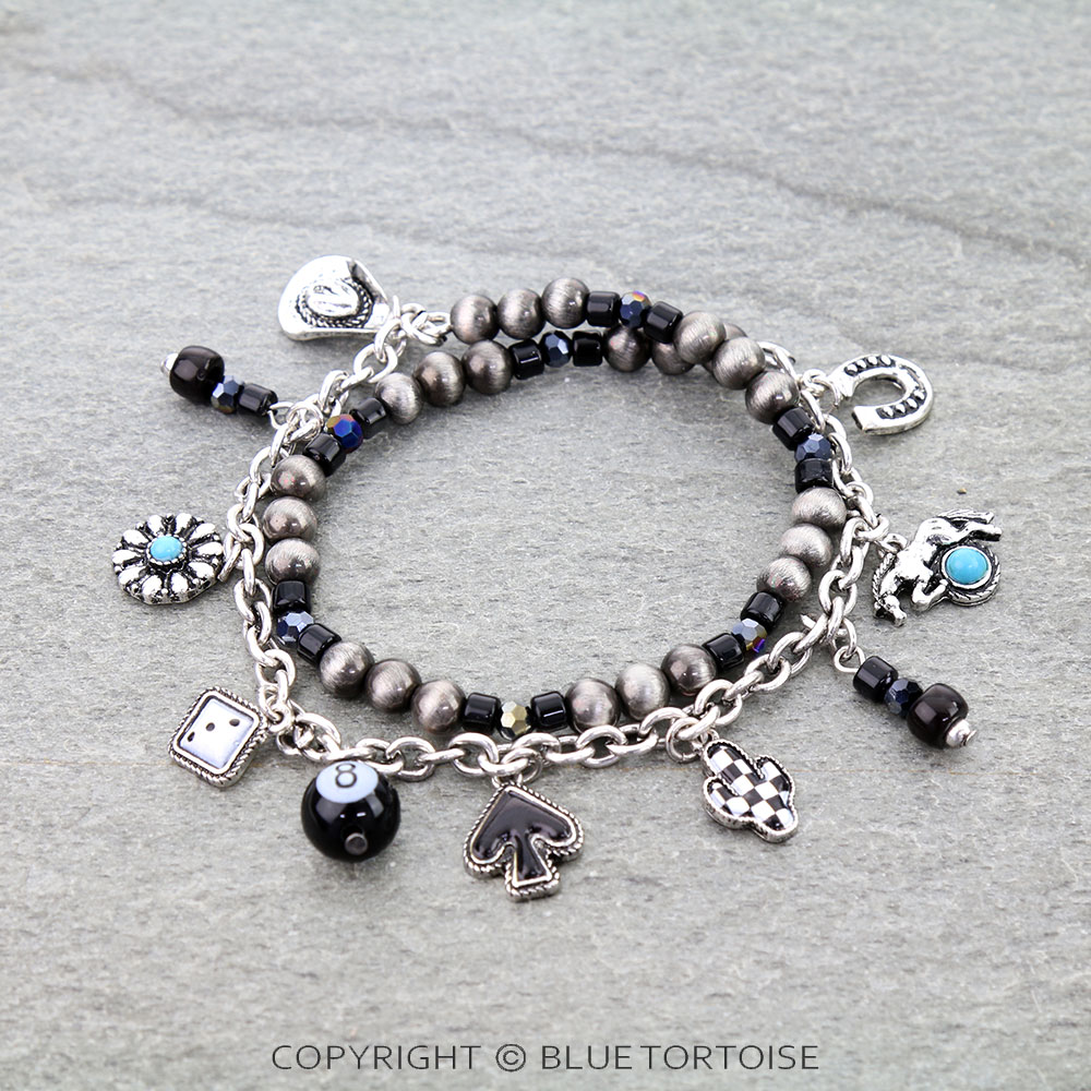 Western Multi Charm Stretch Bracelet